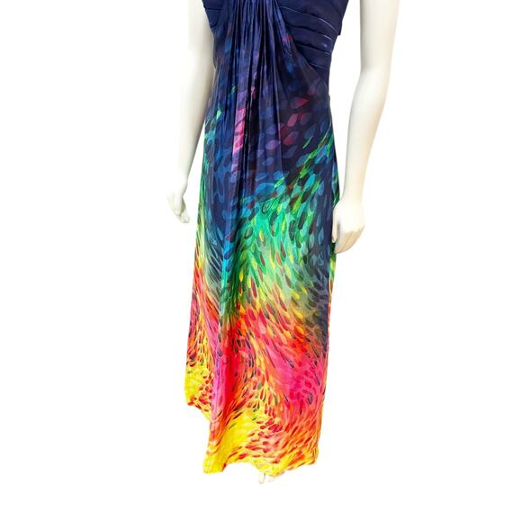 Temptation Rainbow Drops Satin Maxi Gown Strapless Multicolor Sz 8 - Picture 6 of 13